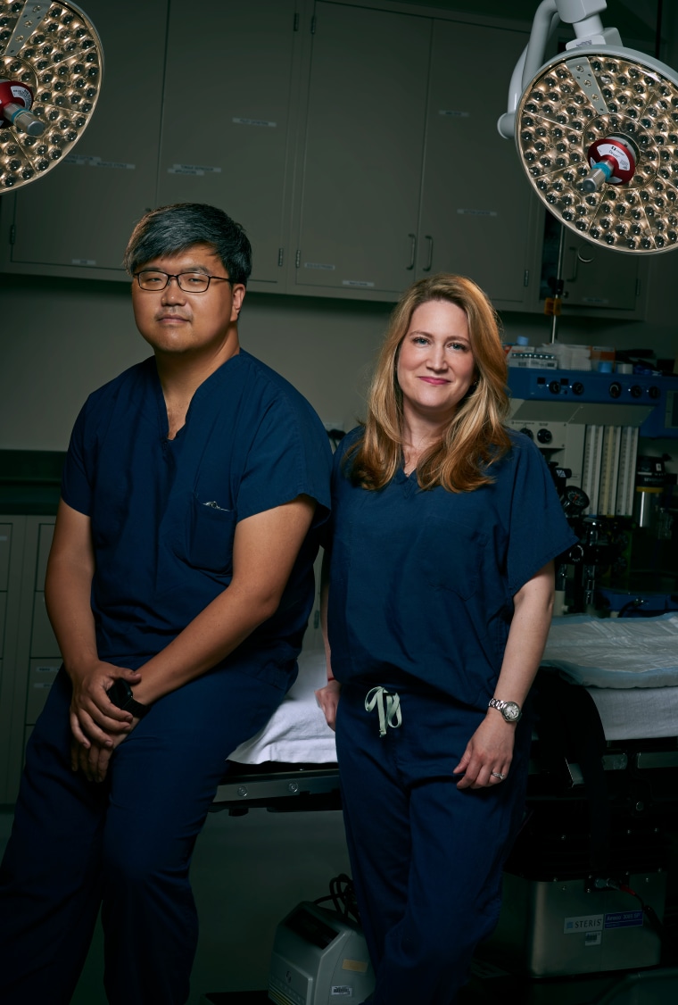NYU Langone Health Urologist Lee Zhao, MD, and Plastic Surgeon Rachel Bluebond-Langner, MD, work together to perform gender-affirming bottom surgery using a robotic surgical platform, which allows the procedures to be performed with a greater degree of sa